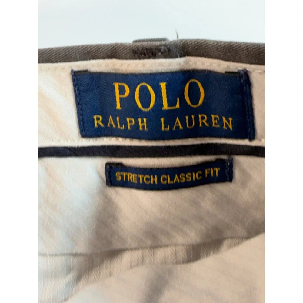 Polo Ralph Lauren Mens 38 Grey Embroidered Football Chino Shorts Stretch Classic
